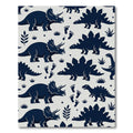 Navy Blue Dinosaur Jurassic Childrens Art Rug