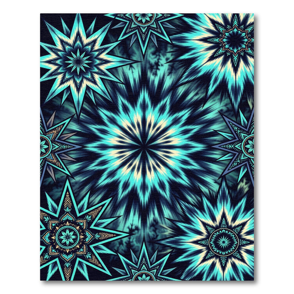 Teal Starburst Mandala Burst Rug
