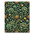 Deep Teal Emerald Floral Scroll Rug