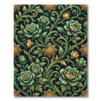 Deep Teal Emerald Floral Scroll Rug