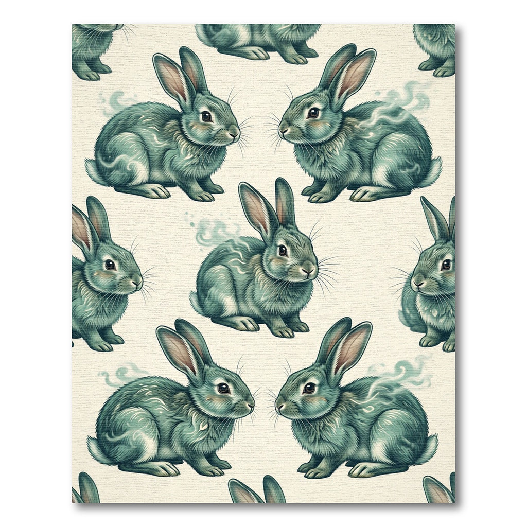Whimsical Teal Rabbit Spirit Forest Rug