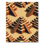 Isometric Terracotta Sand Ziggurat Staircase Rug