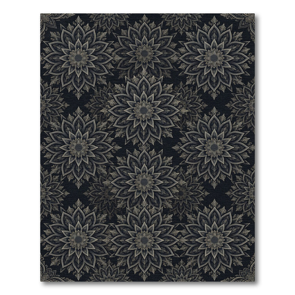 Dark Gray Intricate Mandala Rug