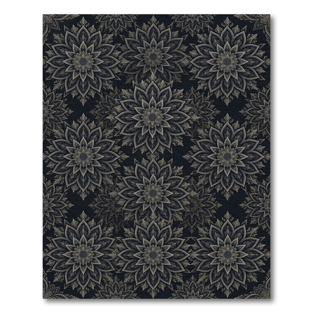 Dark Gray Intricate Mandala Rug