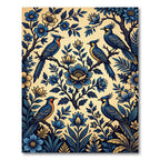 Elegant Blue Birds Floral Branches Rug