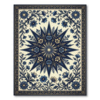 Midnight Navy Floral Celestial Star Rug