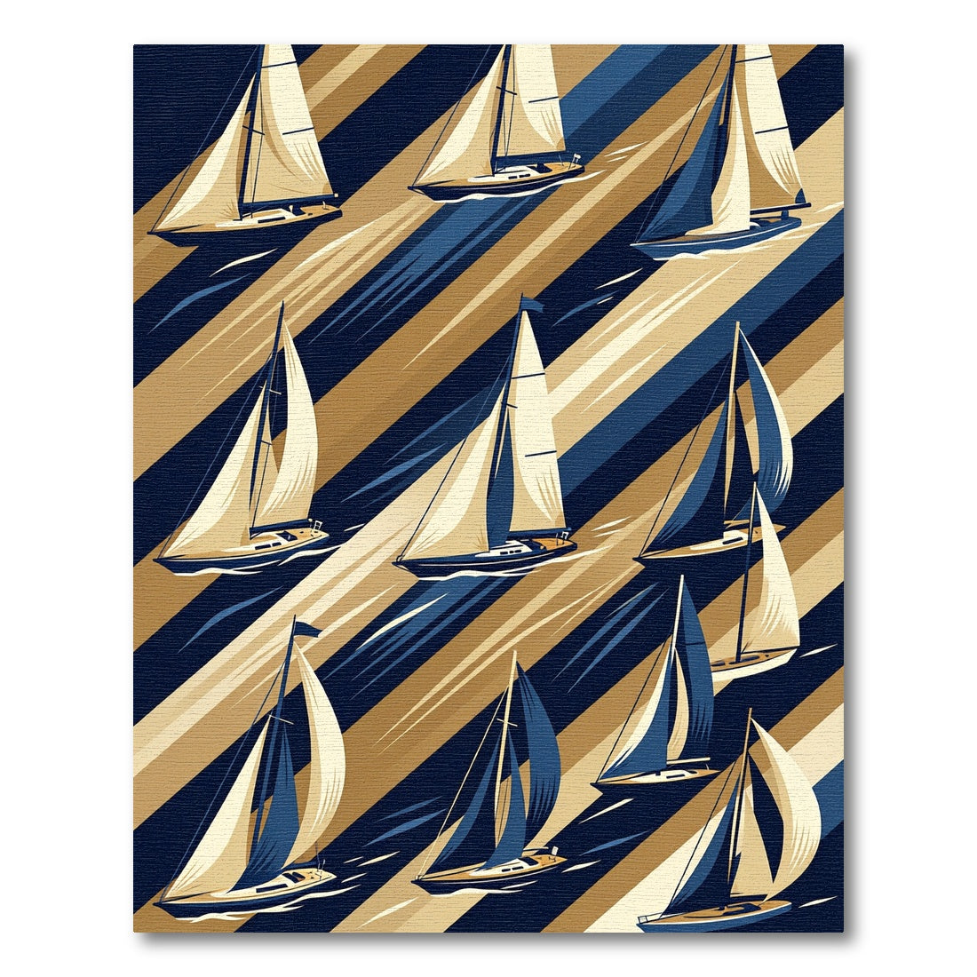 Navy and Gold Sailing Yacht Stripe Rug