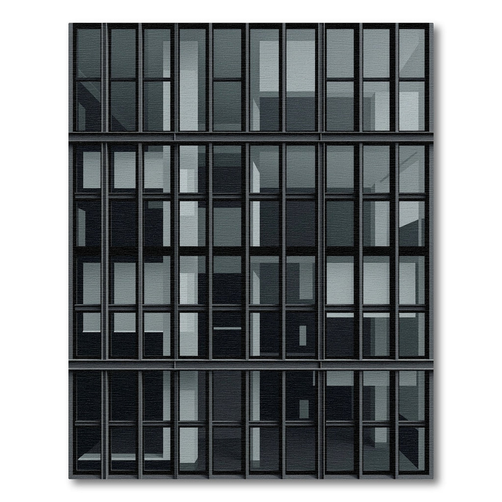 Modern Minimalist Charcoal Architectural Grid Rug