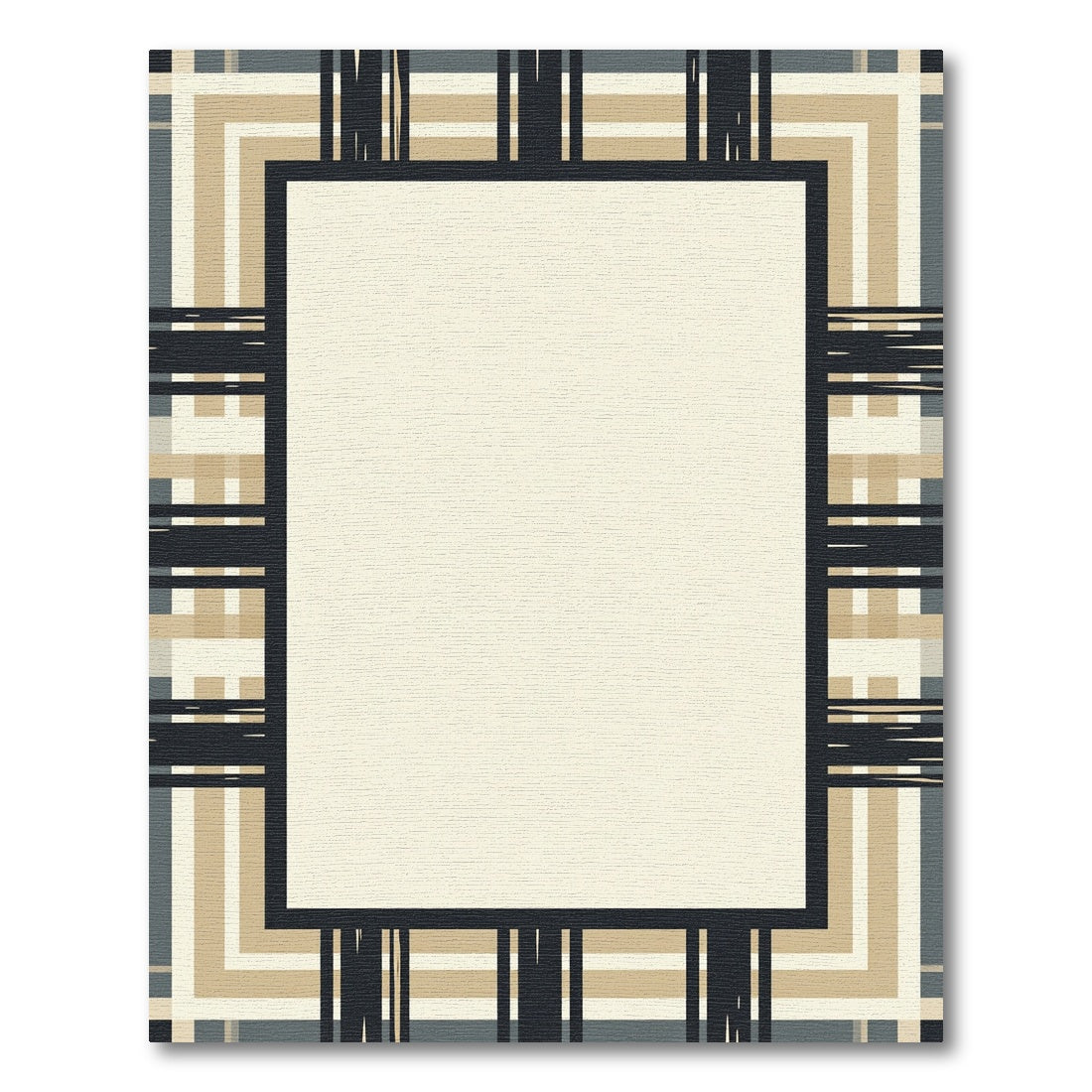 Modern Gray Tan Abstract Stripe Rug