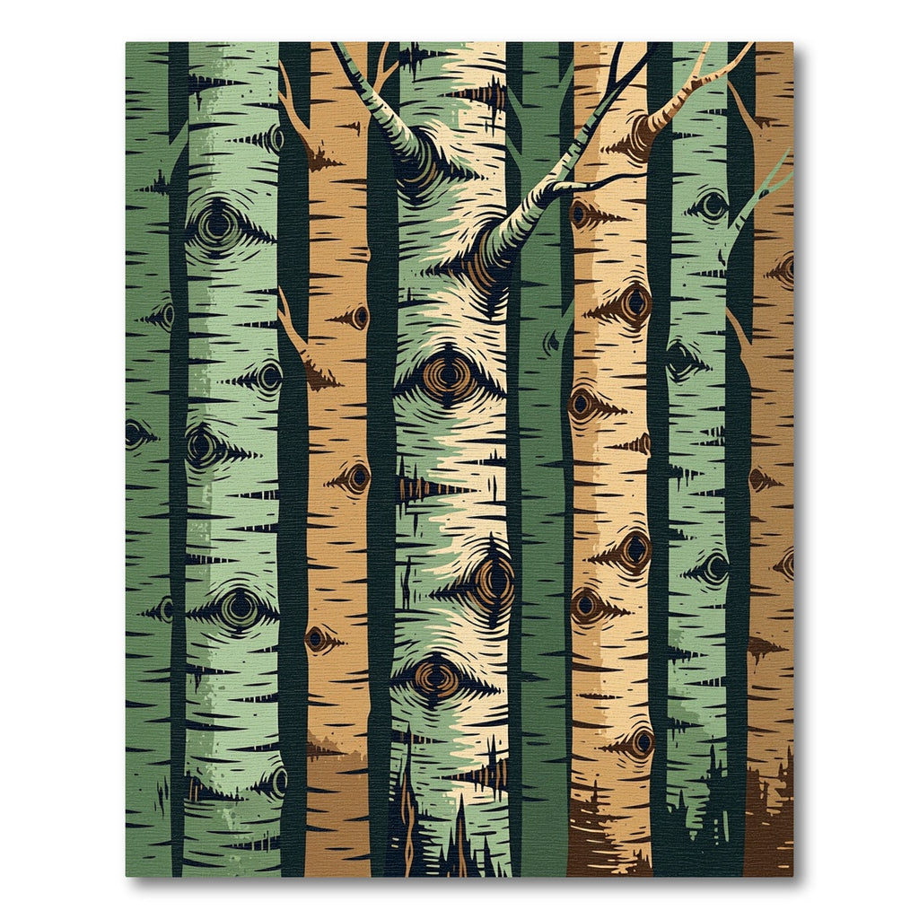 Earthy Forest Birch Tree Trunk Rug