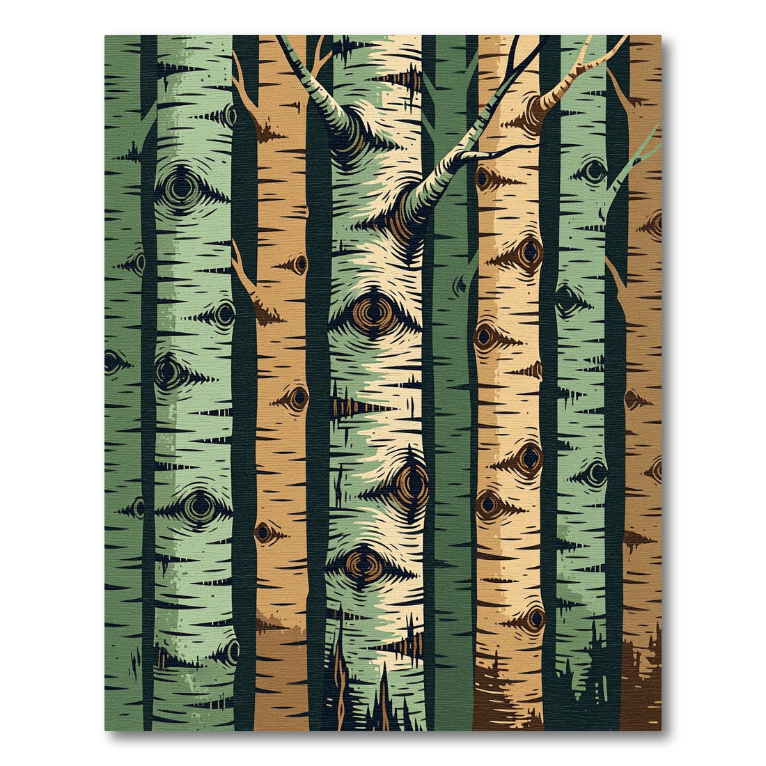 Earthy Forest Birch Tree Trunk Rug
