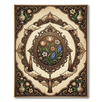 Ornate Earthy Floral Oval Medallion Rug