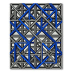 Modern Blue and Gray Geometric Labyrinth Rug