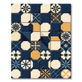 Navy Blue and Gold Geometric Tile Rug
