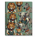 Whimsical Safari Animals in Dapper Attire Rug