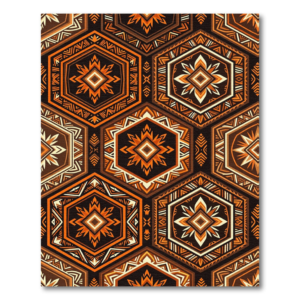 Amber Geometric Hexagon Earthy Tile Rug