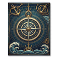 Vintage Golden Nautical Anchor Compass Rug