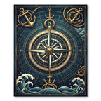 Vintage Golden Nautical Anchor Compass Rug