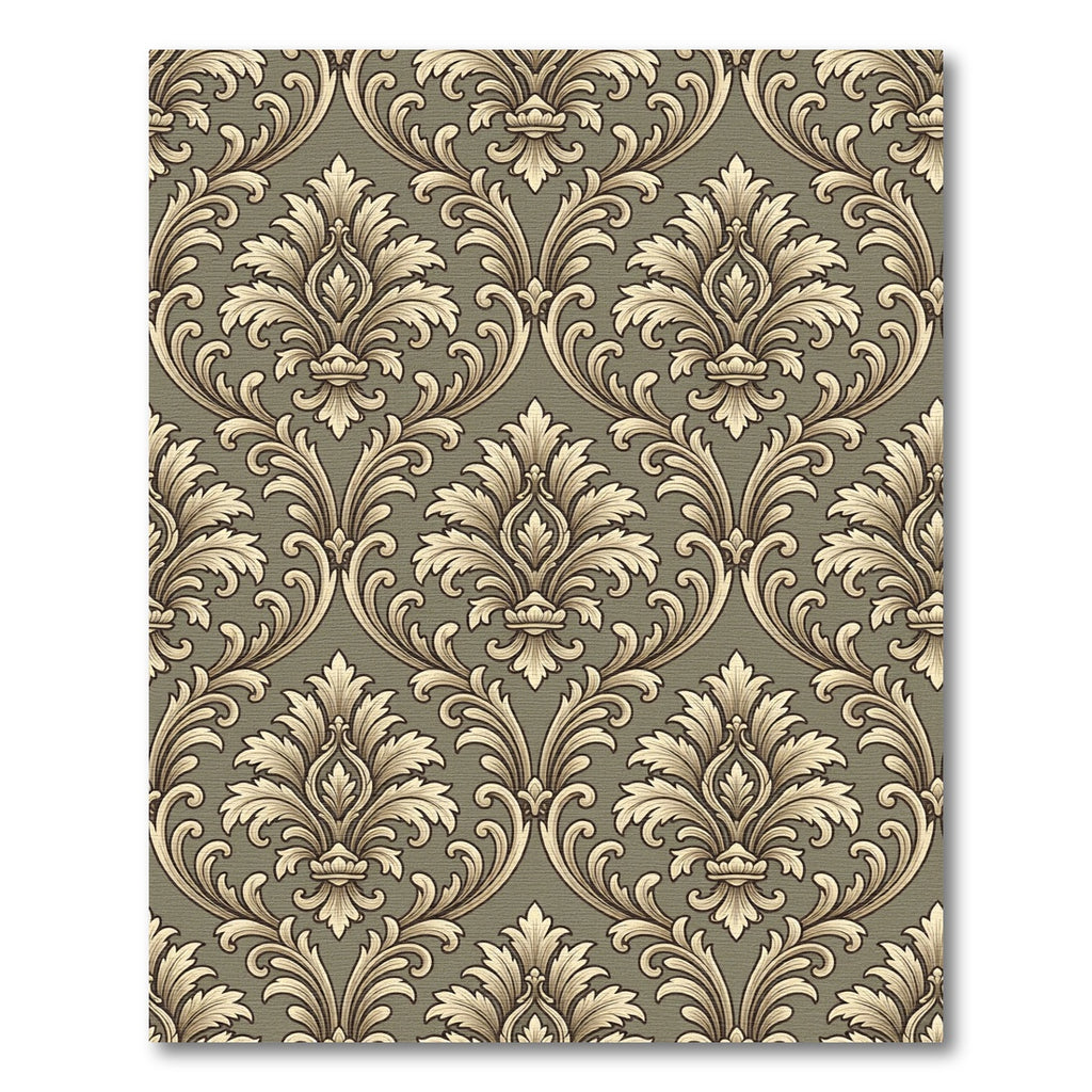 Antique Beige Raised Damask Scroll Rug
