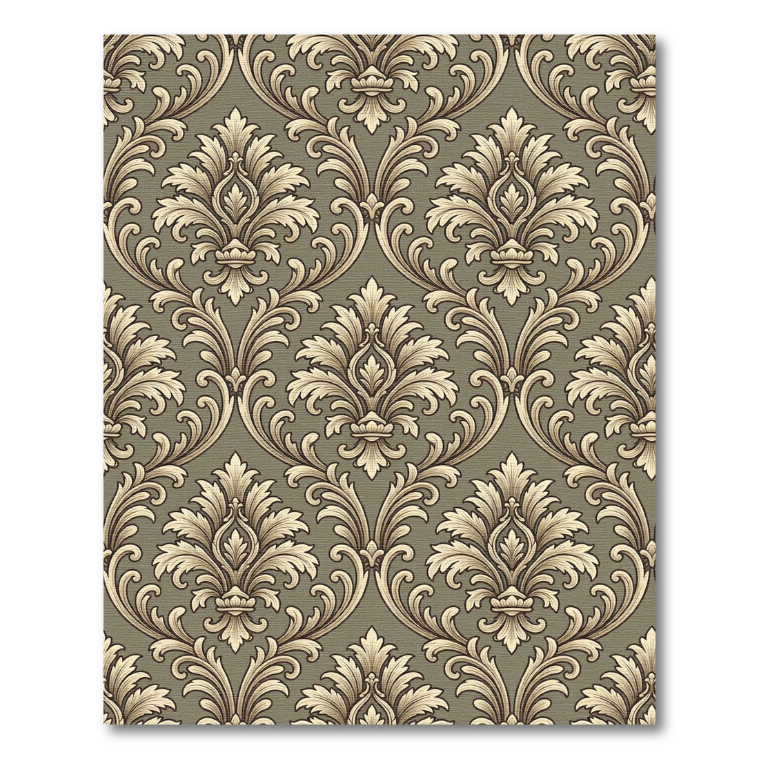 Antique Beige Raised Damask Scroll Rug