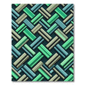 Green Teal Herringbone Blocks Rug