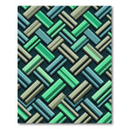 Green Teal Herringbone Blocks Rug