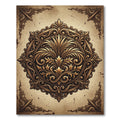 Ornate Vintage Gold Floral Medallion Rug