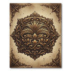 Ornate Vintage Gold Floral Medallion Rug