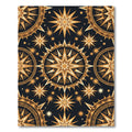 Celestial Golden Starburst Geometric Black Rug