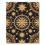 Celestial Golden Starburst Geometric Black Rug