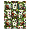 Whimsical Woodland Creature Forest Botanical Art Rug