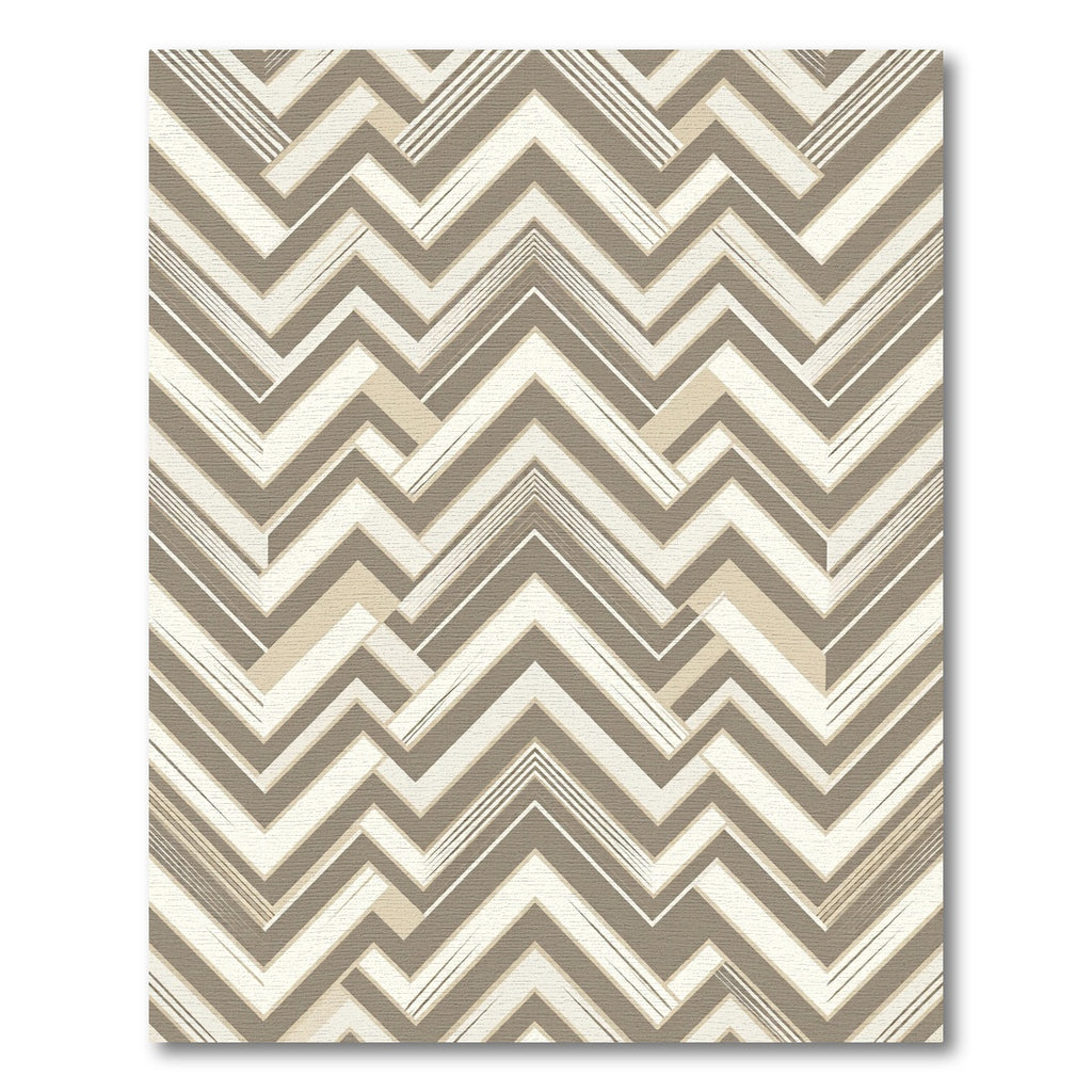 Neutral Beige Chevron Zigzag Geometric Rug