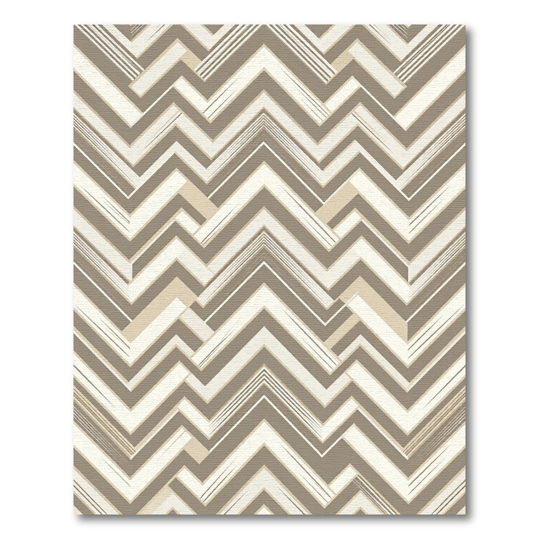 Neutral Beige Chevron Zigzag Geometric Rug