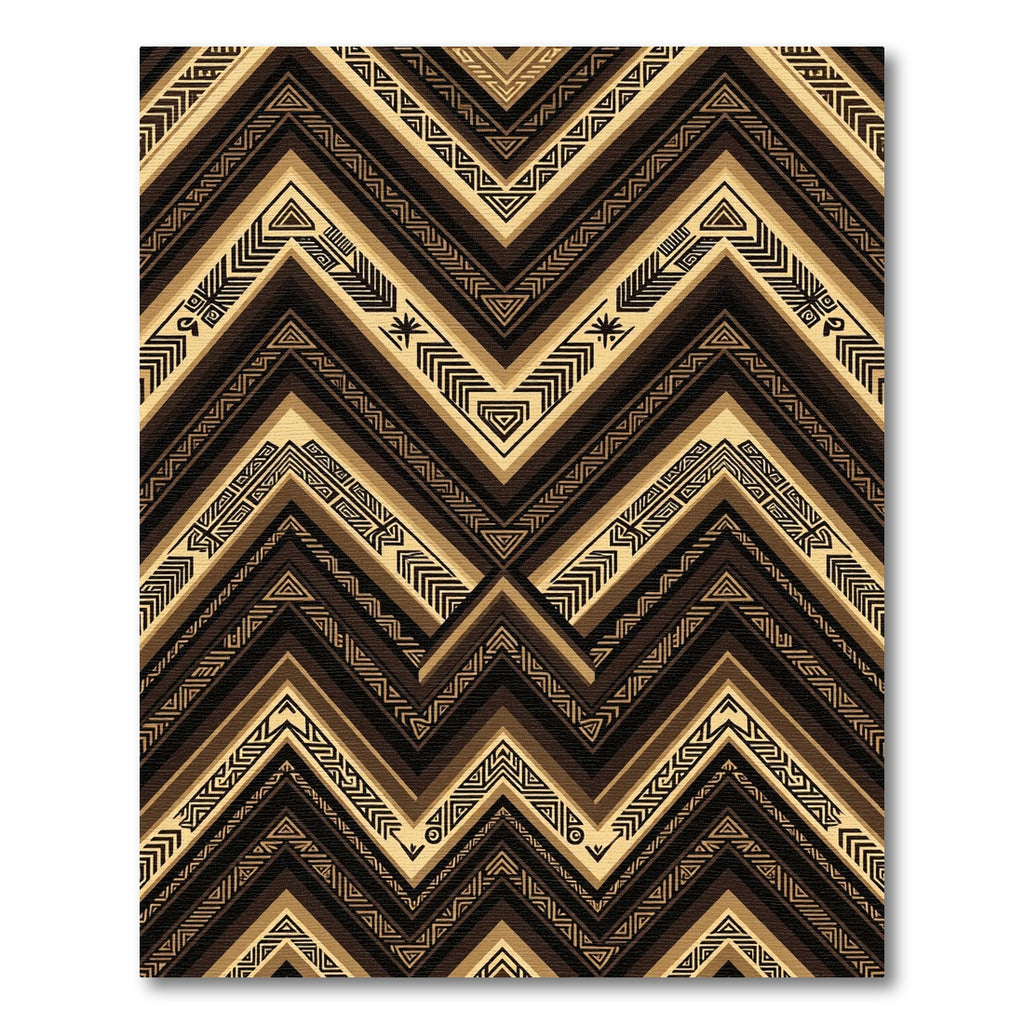 Golden Earthy Toned Chevron Geometric Art Rug