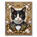 Elegant Black White Tuxedo Cat Portrait Rug
