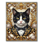 Elegant Black White Tuxedo Cat Portrait Rug