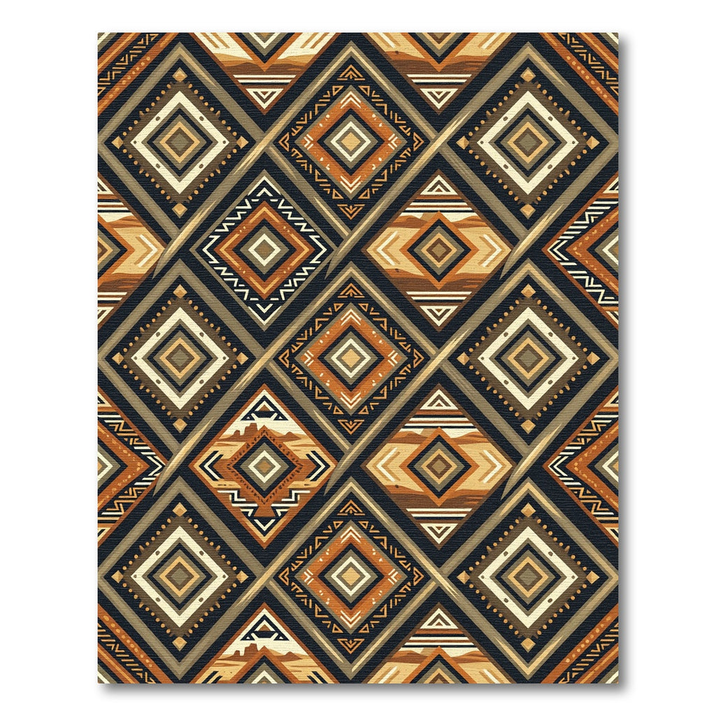 Earthy Geometric Tribal Diamond Rug