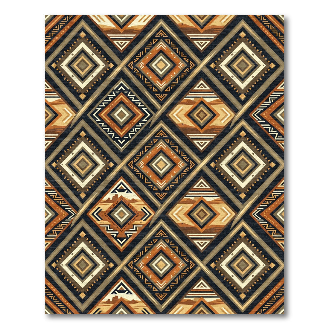 Earthy Geometric Tribal Diamond Rug