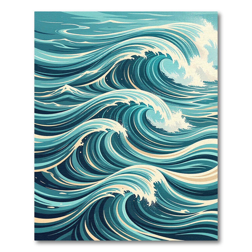 Dynamic Deep Sea Blue Wave Abstract Rug