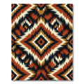 Ornate Earthy Geometric Ikat Diamond Rug