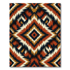 Ornate Earthy Geometric Ikat Diamond Rug