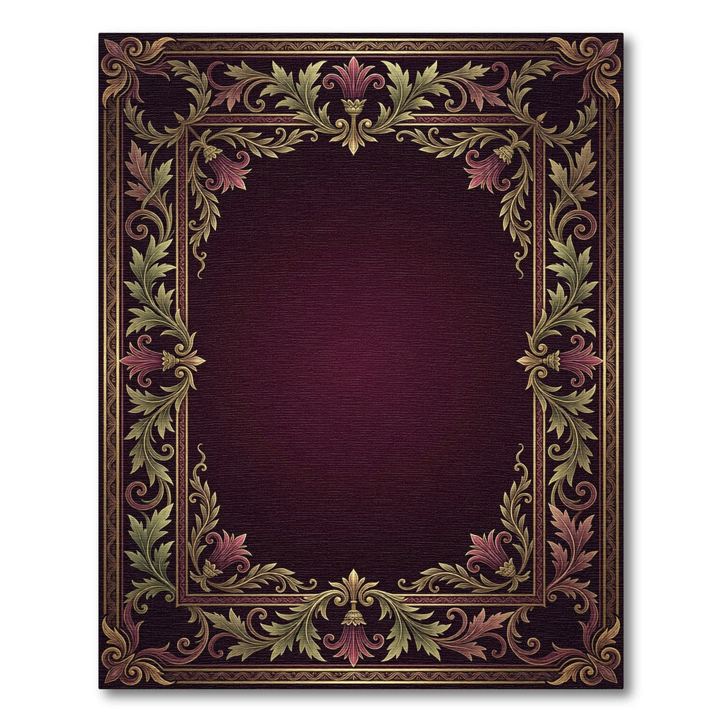 Regal Burgundy Acanthus Scroll Rug