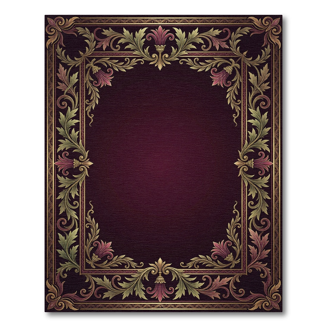 Regal Burgundy Acanthus Scroll Rug