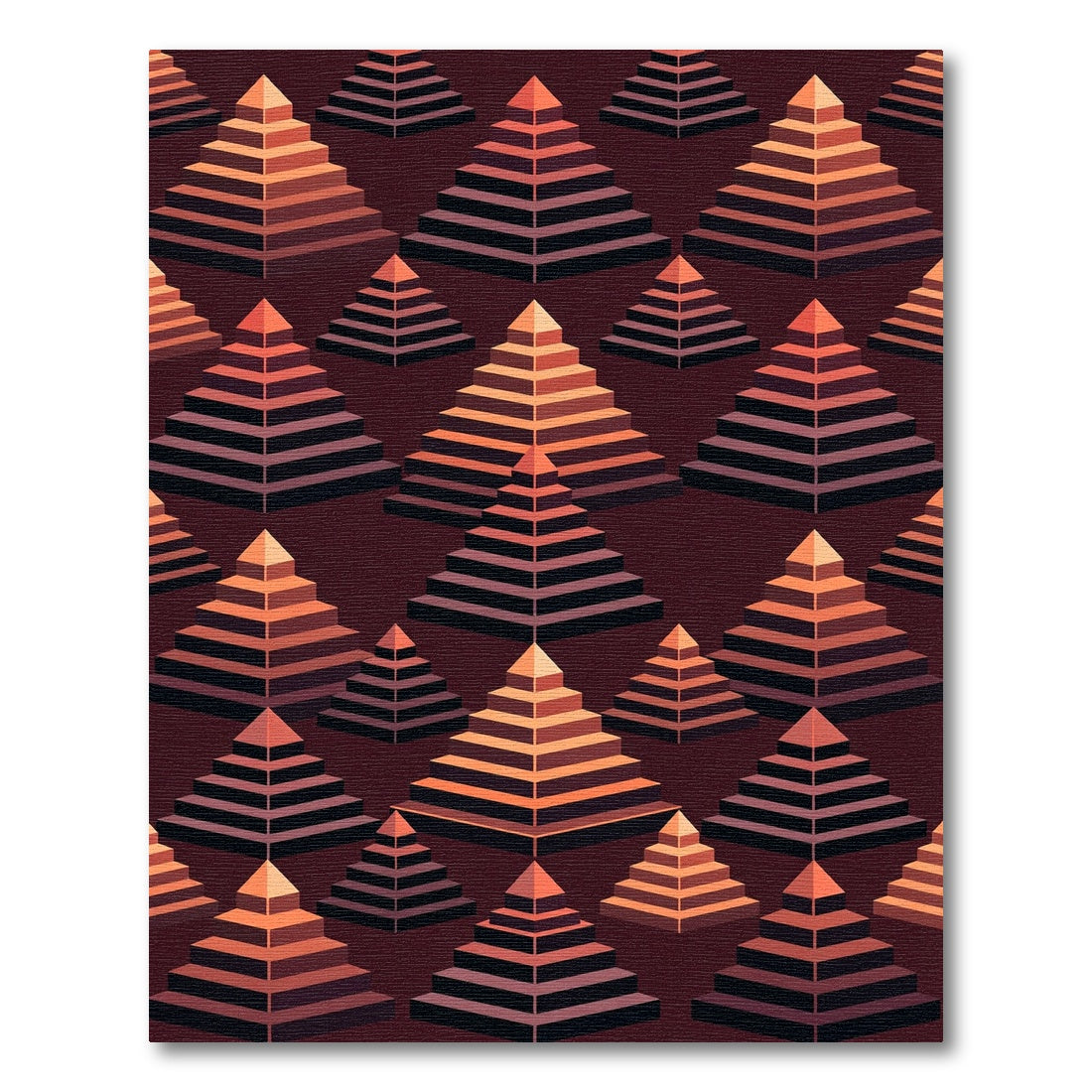 Earthy Toned Staircase Pyramid Layers Rug