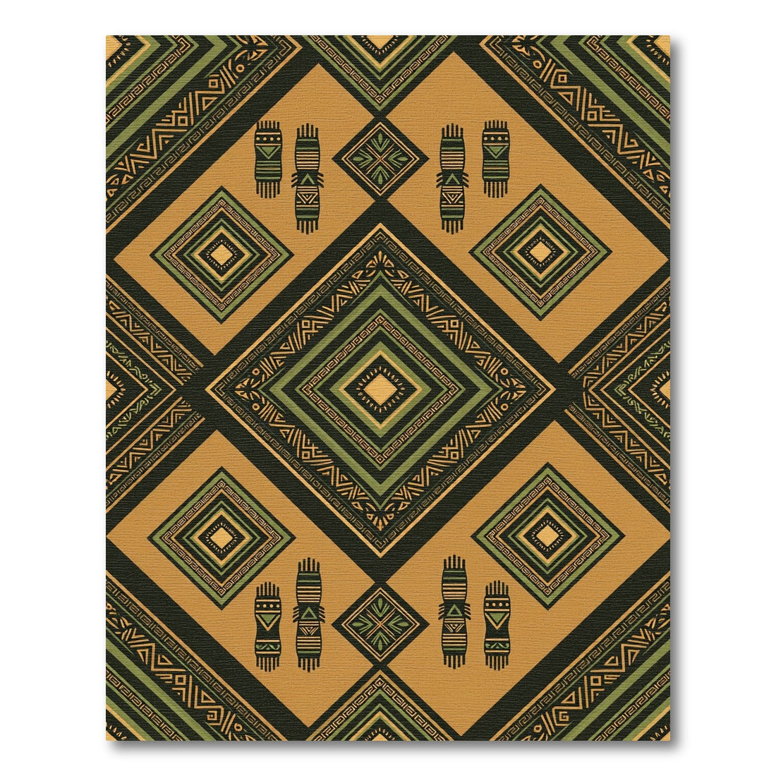 Golden Ochre Geometric Diamond Tribal Rug
