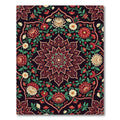 Floral Crimson Black Medallion Tapestry Rug