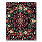 Floral Crimson Black Medallion Tapestry Rug