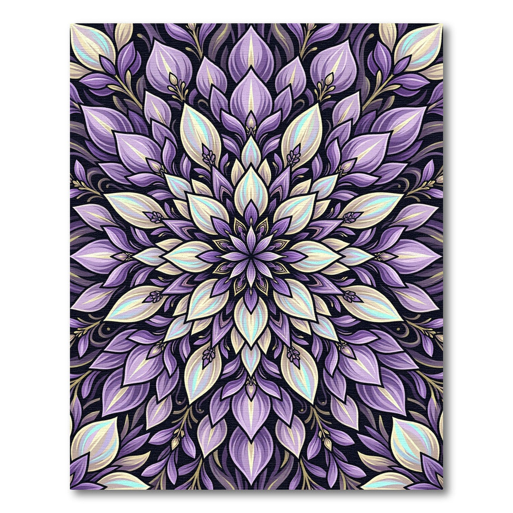 Ornate Violet Floral Mandala Radial Rug