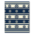 Navy Nautical Ship Wheel Striped Rug