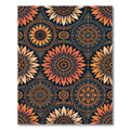 Golden Sunflower Mandala Geometric Navy Rug